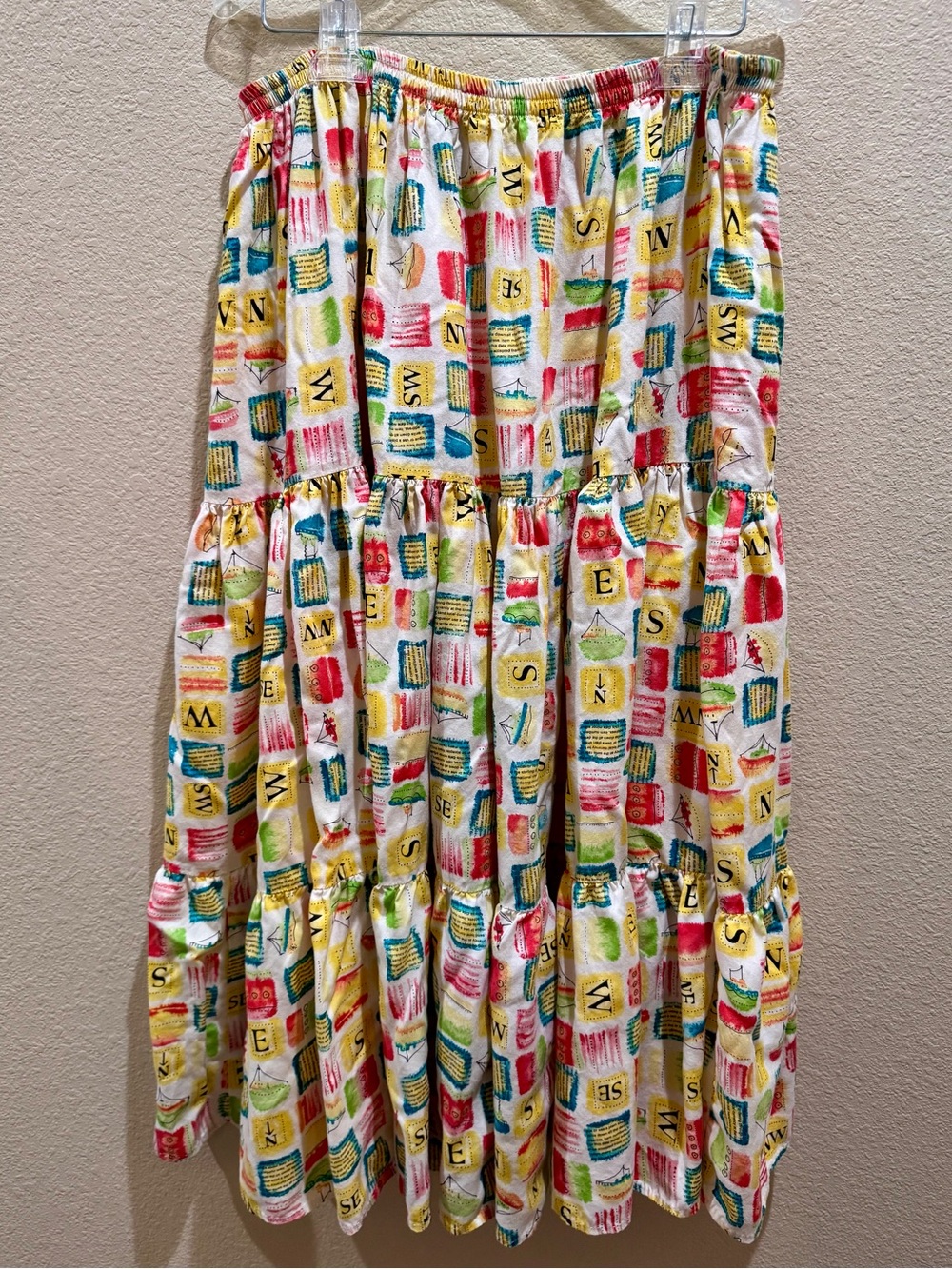 Vintage St Joanne 1X Tiered Rayon Maxi Skirt Abstract Print USA